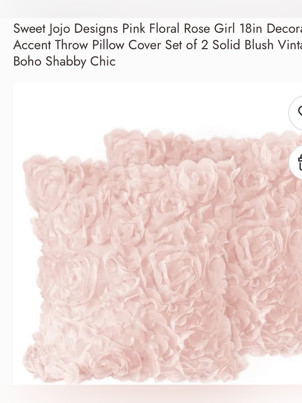 Sweet Jojo Pink Floral Rose Accent Pillow Cover - Set of 2